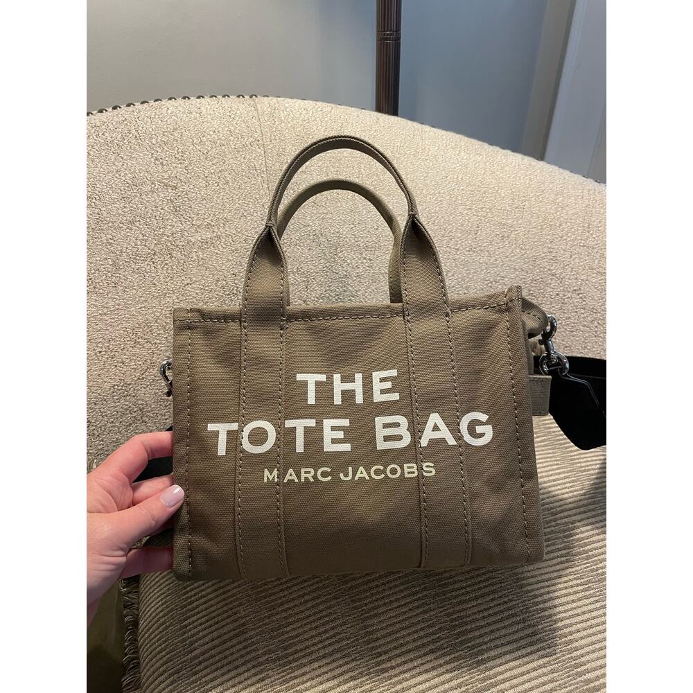 Marc Jacobs The Tote Bag Small Green Black Strap Cross Body Satchel Top Handle